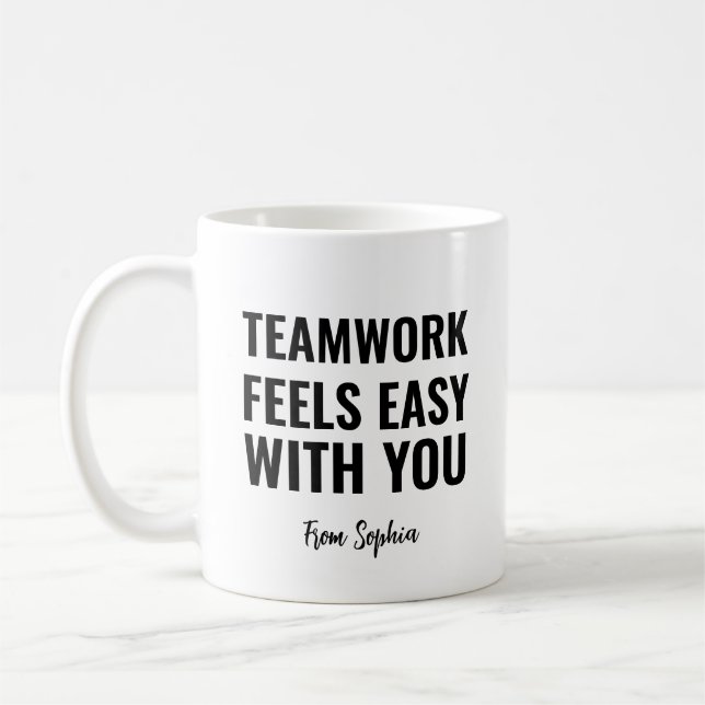Teamwork Feels Easy With You Gag Gift Idea Kaffemugg (Vänster)