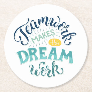 Teamwork gör att Dream-arbetet utförs Underlägg Papper Rund