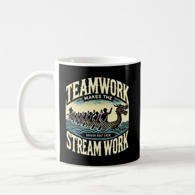 Teamwork gör att strömmen fungerar, Dragon Boat Tä Kaffemugg (Vänster)