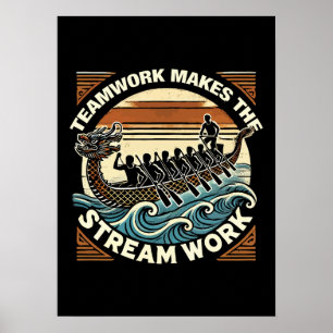 Teamwork gör att strömmen fungerar, Dragon Boat Tä Poster