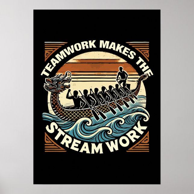 Teamwork gör att strömmen fungerar, Dragon Boat Tä Poster (Framsidan)