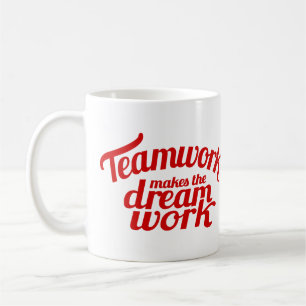 Teamwork gör den dröm- arbetsmuggen kaffemugg