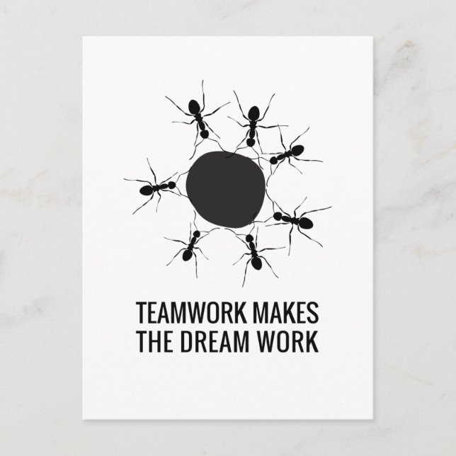 TEAMWORK GÖR DREAM-ARBETET VYKORT (Framsida)