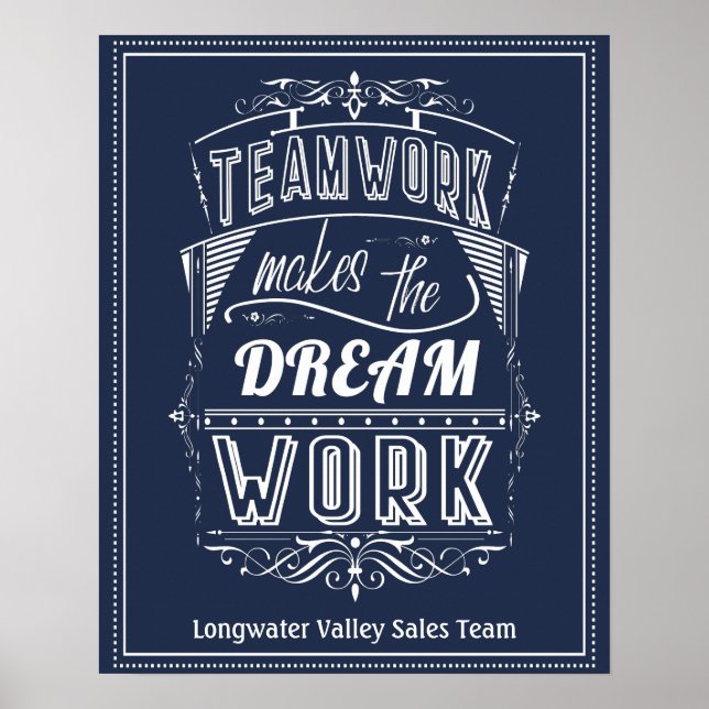 Teamwork gör Dream Work Motiverande Poster (Framsidan)