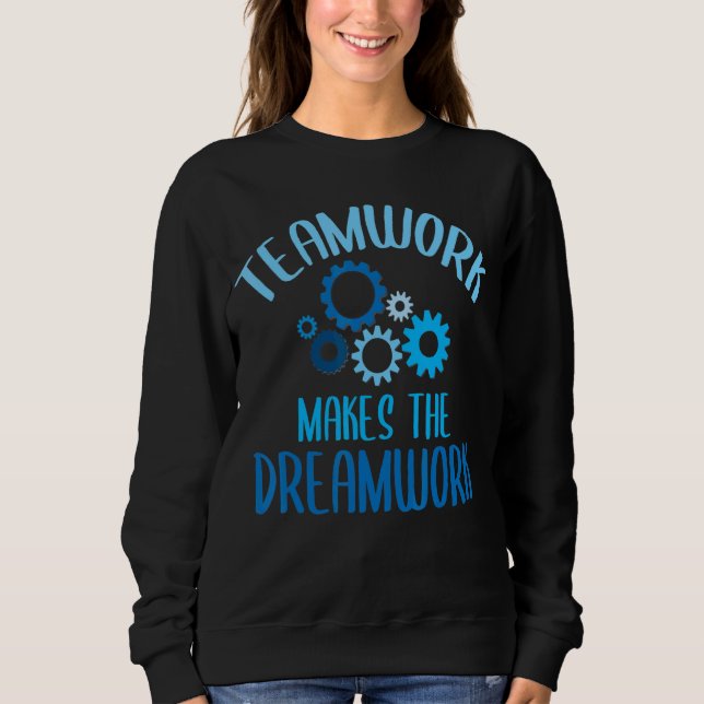 Teamwork gör Dreamwork Motivational Sports Q T Shirt (Framsida)