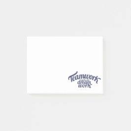 Teamwork gör drömarbetet blått. post-it block