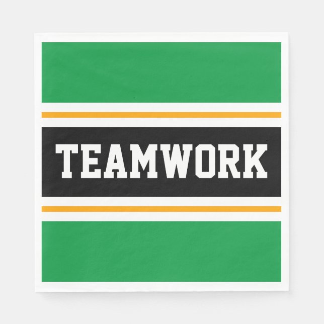 TEAMWORK Grön Svart Vit Orange Racingränder Pappersservett (Framsidan)