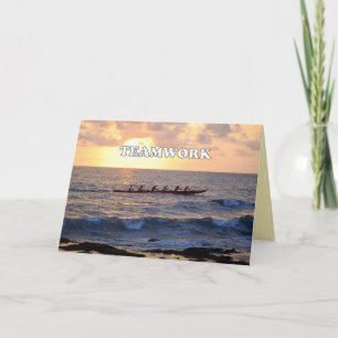 Teamwork, Hawaiian Outrigger Canoe at Sunset Card Tack Kort