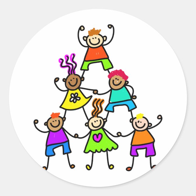 Teamwork Kids Runt Klistermärke (Framsida)