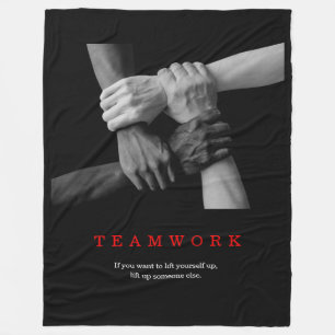 Teamwork Motivational Inspirational Quote Händer Fleecefilt