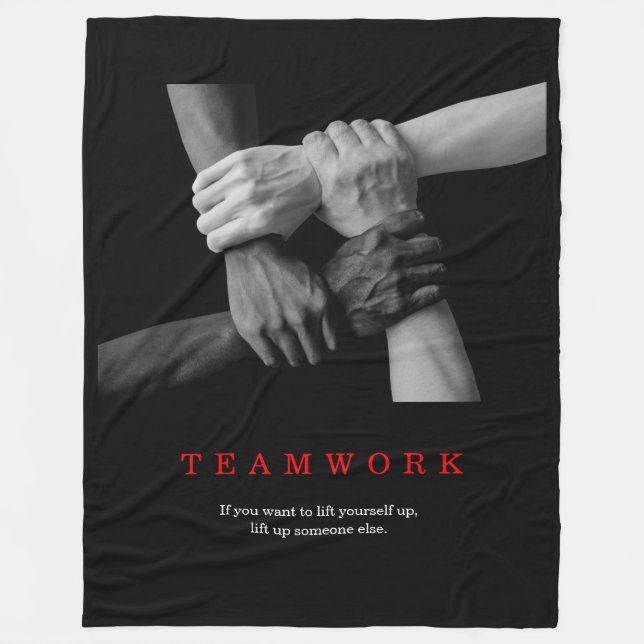Teamwork Motivational Inspirational Quote Händer Fleecefilt (Framsidan)