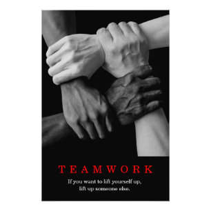 Teamwork Motivational Inspirational Quote Händer Fototryck