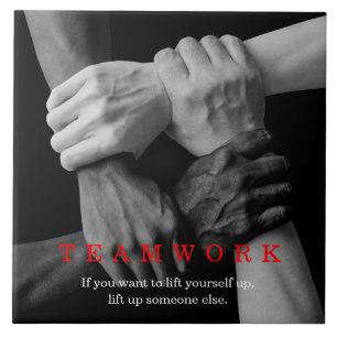 Teamwork Motivational Inspirational Quote Händer Kakelplatta