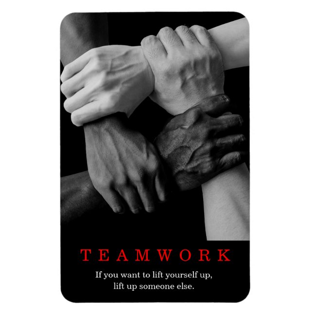 Teamwork Motivational Inspirational Quote Händer Magnet (Vertikal)