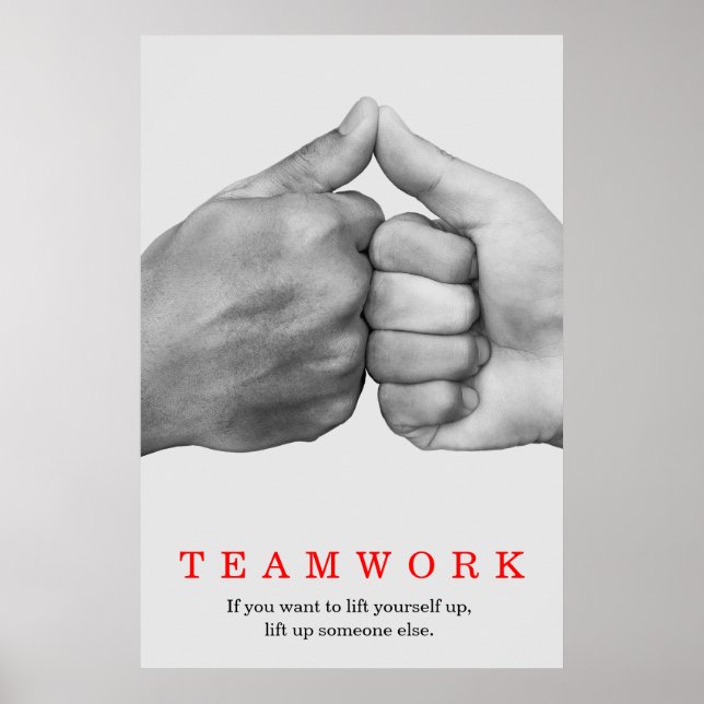 Teamwork Motivational Inspirational Quote Händer Poster (Framsidan)
