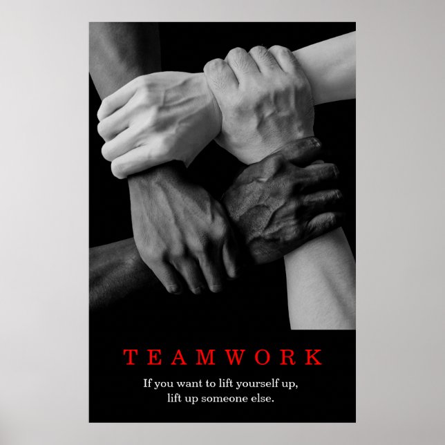 Teamwork Motivational Inspirational Quote Händer Poster (Framsidan)