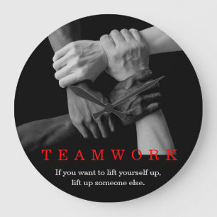 Teamwork Motivational Inspirational Quote Händer Stor Klocka