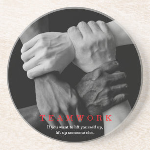 Teamwork Motivational Inspirational Quote Händer Underlägg