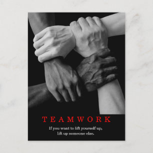 Teamwork Motivational Inspirational Quote Händer Vykort