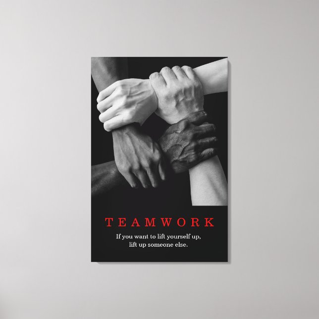 Teamwork Motivational Inspirerande Citat Handskar Canvastryck (Framsida)