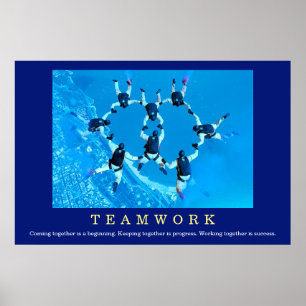 Teamwork Motivtive Quote Skydiving Poster