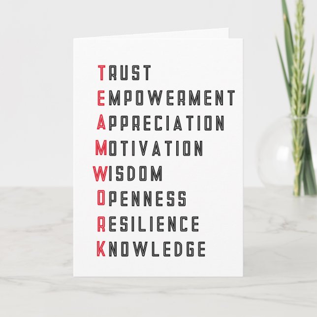 Teamwork Positive Words Appreciation Card Collabor Kort (Framsida)
