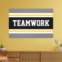 TEAMWORK Sportig Grå Svart Orange Racingränder Canvastryck