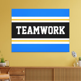TEAMWORK Sporty Bright Blue Black Tävla Rand Canvastryck