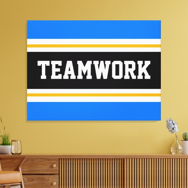TEAMWORK Sporty Bright Blue Black Tävla Rand Canvastryck (Insitu (Vardagsrum))