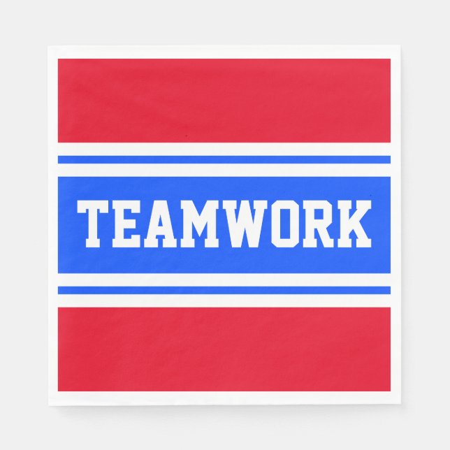 TEAMWORK Sporty Bright Blue White Red Rand Pappersservett (Framsidan)