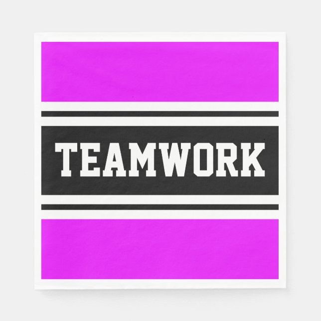 TEAMWORK Tropical Rosa Black White Tävla Rand Pappersservett (Framsidan)