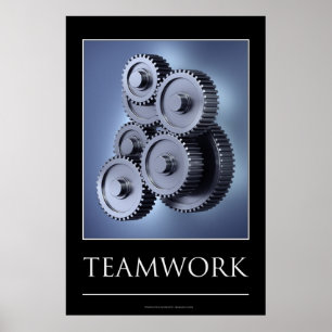 Teamworkbegreppet med utrustar hjul poster