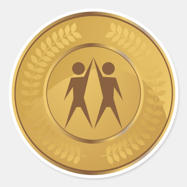 Teamworkguldmedalj Runt Klistermärke (Framsida)
