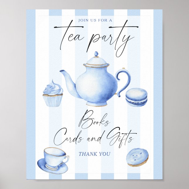 Teaparty Baby shower Böcker kort och presenter Poster (Framsidan)