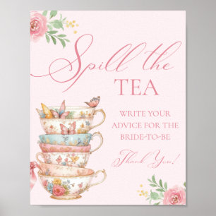 Teaparty Bröllopsdusch Spill på teet Råd Poster