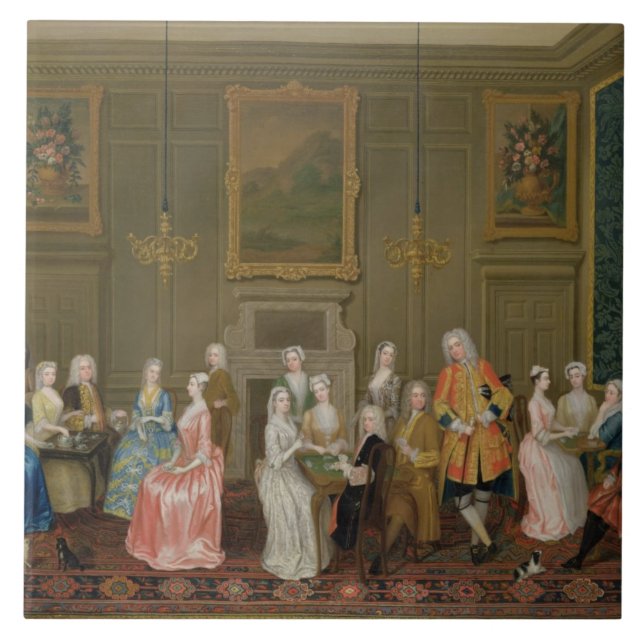 Teaparty på Inhysa för Lord Harringtons, St James Kakelplatta (Framsidan)
