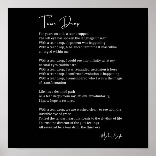 Tear Drop Awaking Third Öga dikt poster (Framsidan)