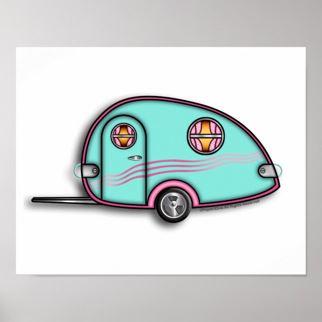 Tear-Drop RV-transportsläpfordon 11 x 14 POSTER (Framsidan)