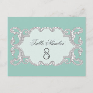 Tear Drop Snöre, Aqua Blue Bordsnummer Cards
