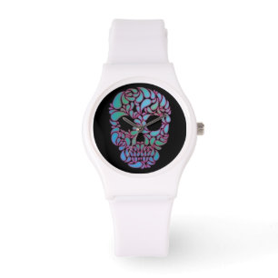 TearDrop Candy Skull i blått, Grönt och Rosa Armbandsur