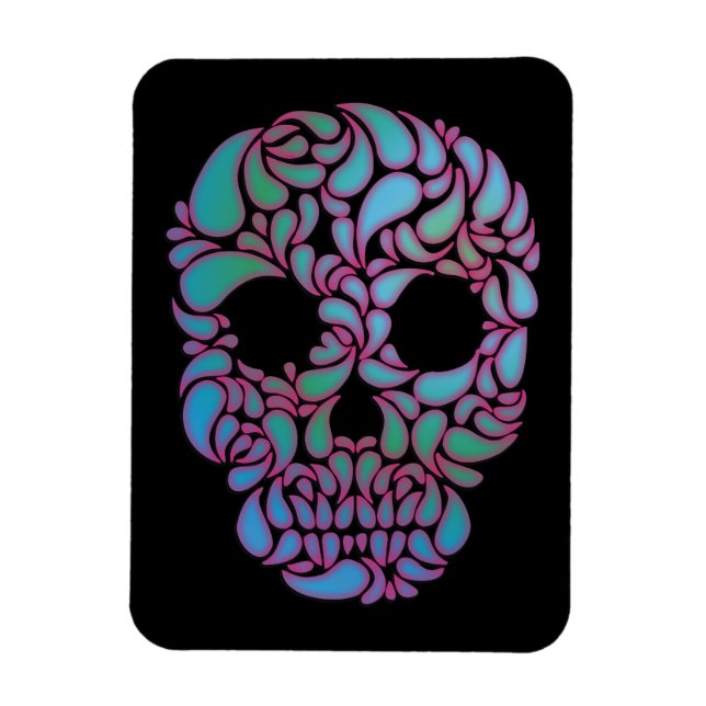 TearDrop Candy Skull i blått, Grönt och Rosa Magnet (Vertikal)