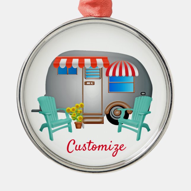 TearDrop Caravan Camper Thunder_Cove Julgransprydnad Metall (Framsidan)