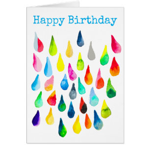 Teardroppar vattenfärgsfärgade, viskösa hälsningskort