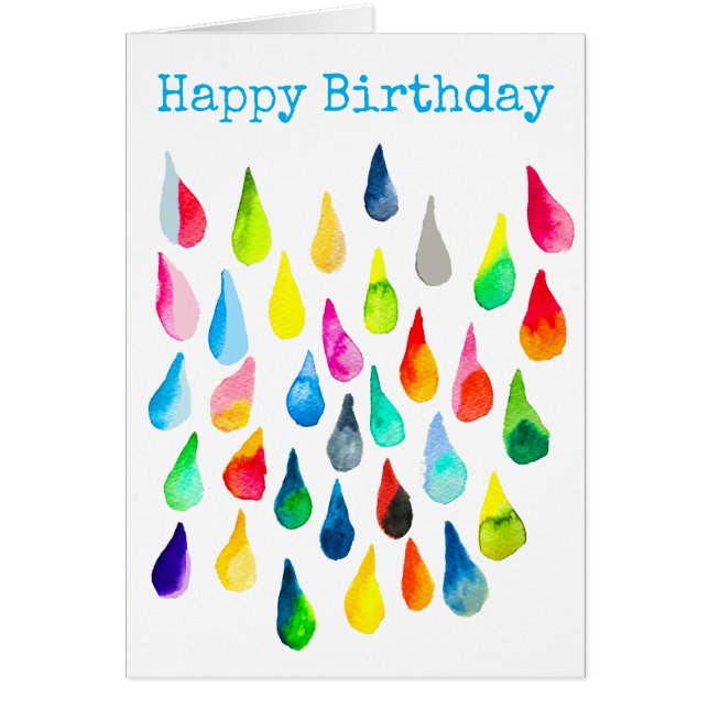 Teardroppar vattenfärgsfärgade, viskösa hälsningskort (Framsidan)