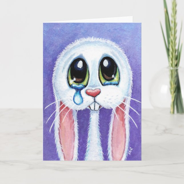 Tearful Ledsen Bunny Rabbit Blank Greeting Card Kort (Framsida)