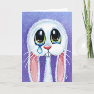Tearful Ledsen Bunny Rabbit Blank Greeting Card Kort