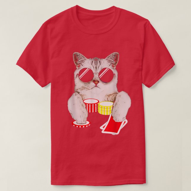 Teas Holdem Poker Cat  T Shirt (Design framsida)