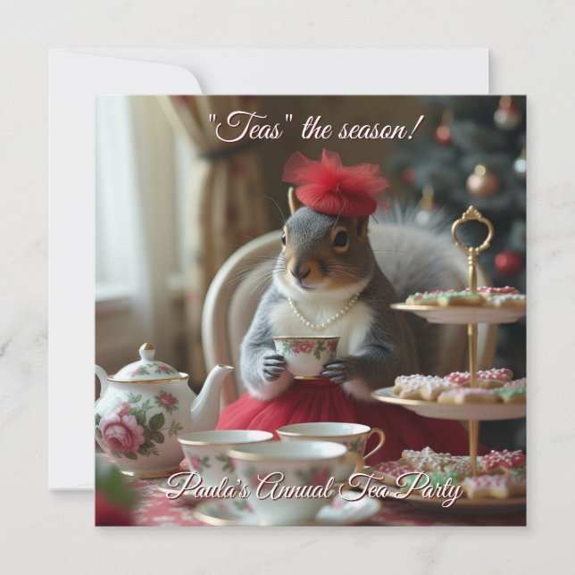 "Teas" säsongsinbjudan Julkort (Framsida)