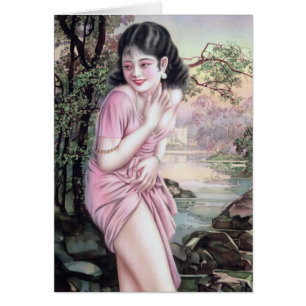 Tease in Stream Oasis by Shanghai China Girl Girl Hälsningskort