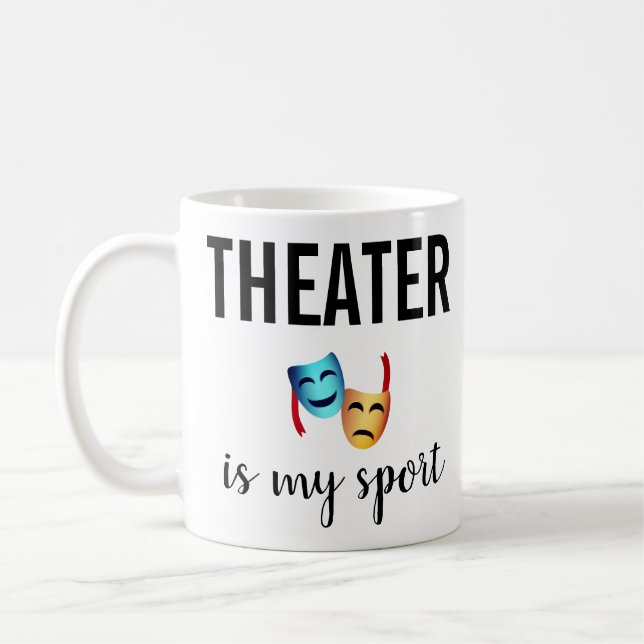 "Teater är min sport" drama maskerar emoji tespian Kaffemugg (Vänster)